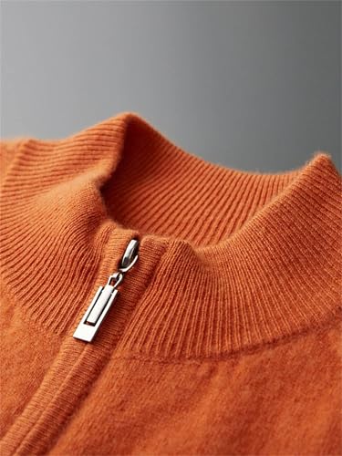 Men's Cashmere Knit Cardigan Sweater Mock Neck Long Sleeve Zipper Fall Winter Casual Soft Outerwear4