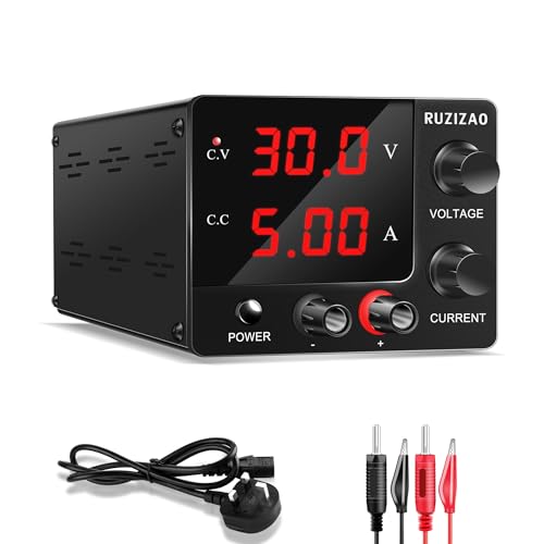 DC Power Supply Variable (30V 5A) Mini Bench Adjustable Switching Regulated Power Supply with Upgraded Encoder High Precision 3-Digits LED Display Lab Power Supplies