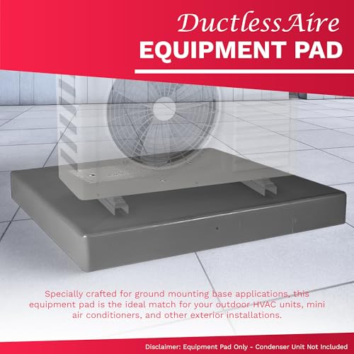 DuctlessAire Equipment Pad - Ductless Mini Split AC Unit Condenser Pads - Mini Split Air Conditioner, Heat Pump, HVAC, Generator Pad - Portable Outdoor Ground Mounting Base - 18"D x 38"W x 3"H (Grey)
