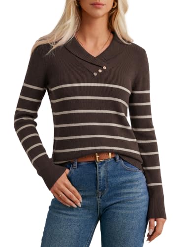 Image of GRACE KARIN Women Fall Long Sleeve V Neck Collar Knit Pullover Sweaters
