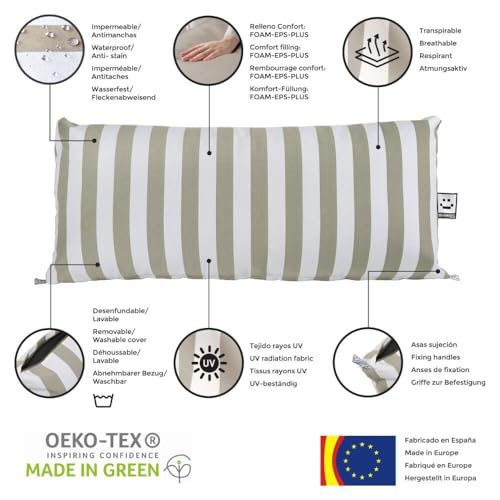 HAPPERS Cojín para Palets Toldotex Impermeable Crudo Respaldo 80x45x20 Liso - imagen 4