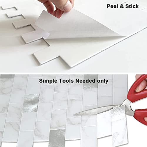 Benice Peel And Stick Backsplash Bathroom Tile Stickers,Stick On Backsplash For Kitchen Wall Shower Tiles Peel And Stick Waterproof(Carrara White 10Pcs) #TOP6