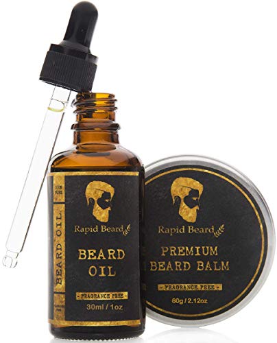 Beard Oil and Beard Balm Kit for Men Care - Unscented Leave in Beard Conditioner, Beard Butter, Mustache Wax Softener Gift set - Beard & Mustache Styling, Shaping, Grooming & Growth