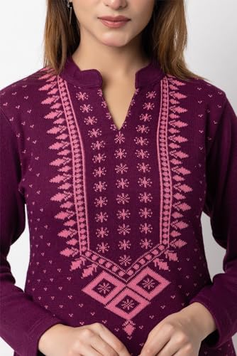 Image of ColorChakra Woolen Kurta Palazzo Set for Womens Winter wear Wool Kurti Sizes M to 4XL