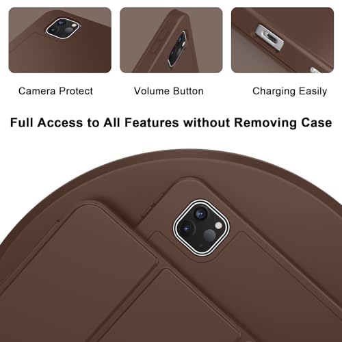 Image of ZryXal New iPad Pro 13 Inch Case (M5) 2025 / (M4) 2024 with Pencil Holder, Smart iPad Case [Support Pencil Pro and Pencil (USB-C)], Support Touch ID and Auto Wake /Sleep (New Chocolate)