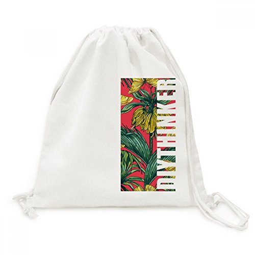 Sac cordon toile fleur plante feuille papillon rose, la solution pour voyager léger