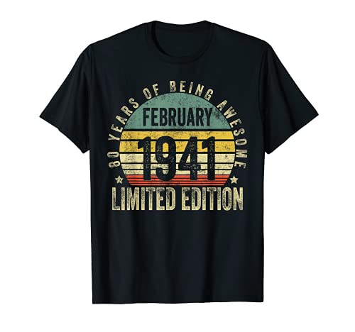80 Años Regalos Febrero 1941 Edición Limitada 80th Camiseta
