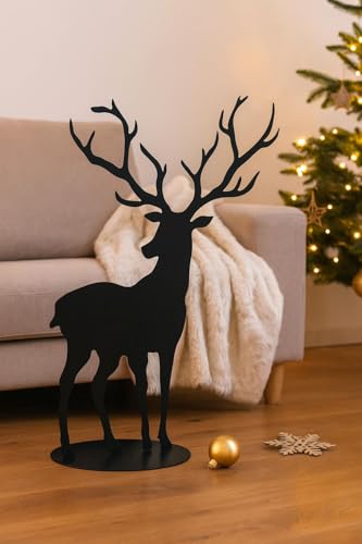 Dekoleidenschaft Deko Figur Hirsch aus Metall, schwarz, 72 cm hoch,...
