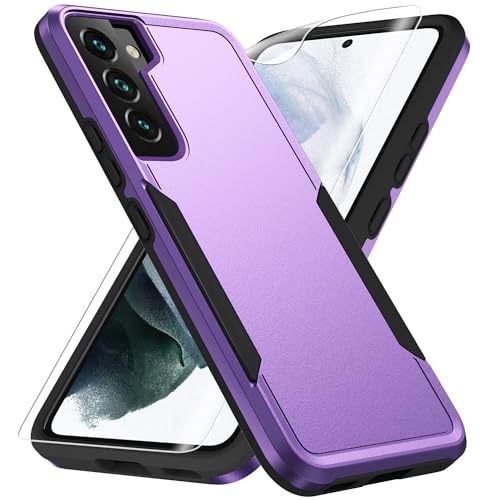 for S22 Case, Galaxy S22 Case with HD Screen Protector [Military Grade Drop Tested] Heavy-Duty Tough Rugged Shockproof Protective Case for Samsung S22, Purple