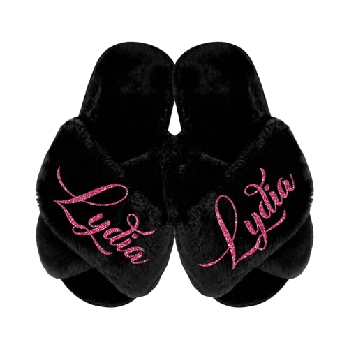 Custom Fluffy Slippers for Women - Sizes XS - XL (US 4-12) - Personalized Bridesmaid Slippers - Custom Gift for Her