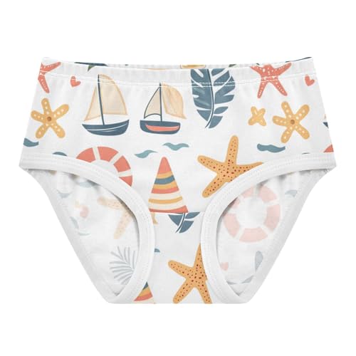 ZZKKO Summer Sea Star Girls Underwear Toddler Panties for Girls Comfort Brief Size 2-8T