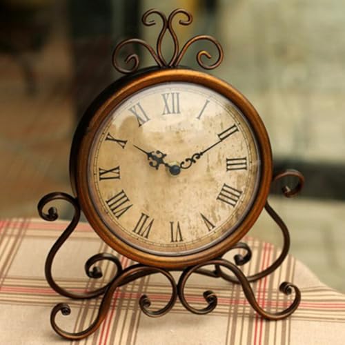 Reloj de escritorio retro de hierro con movimiento silencioso analógico para hogar 7