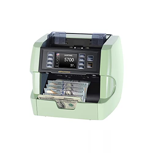 Nucoun Vc-7G Green Bank Grade Money Counter Machine Mixed Denomination Value Counting Serial Number 32 Currency Enabled 2Cis/Uv/Ir/Mg/Mt Counterfeit Detection Cash Bill Value Counter #TOP4