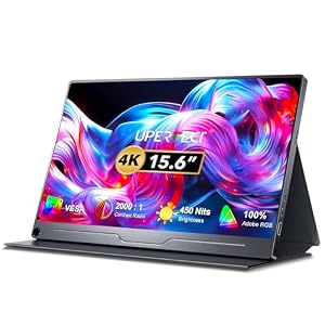UPERFECT Portable Monitor 4K 15.6 Zoll mit 3840 * 2160 UHD IPS Display HDMI USB C OTG Matter Bildschirm für PC Laptop Handy PS4/5 Xbo Switch Fotografen Videoeditoren, Metallgehäuse, VESA-kompatibel