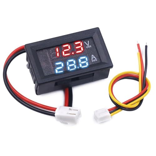CashMuch Voltímetro digital CC 0-100 V 10 A, medidor de corriente de voltaje de doble disayo, LED de 3 bits para monitoreo de batería de coche, motocicleta, 0.28 pulgadas, color rojo