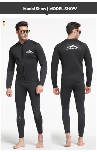 Chaqueta de Neopreno 3MM para Hombre, Manga Larga, Negra, Traje Seco para Triatlón, Tops para Surf y Natación miniatura 4