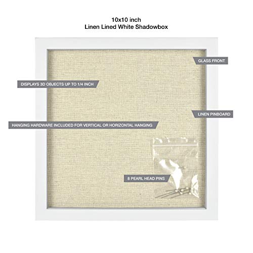 Image of MCS Linen Lined Shadow Box Frame, 10 x 10 in, White