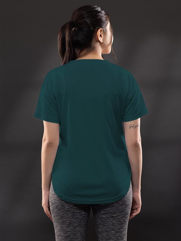 Image of CHKOKKO Womens Stylish Activewear Quick Dry Lightweight Breathable Printed Round Neck Half Sleeve Regular Fit Gym T Shirt for Sports Yoga and Training