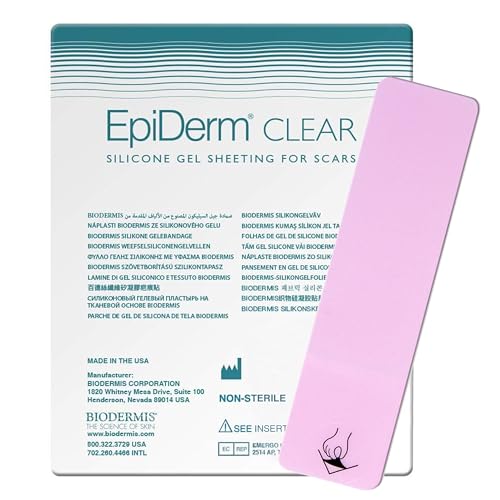 Epiderm Silicone Gel Strips Clear Reusable Silicone Gel Sheets for Scars Flexible Silicone Tape for Surgical Scar Care Cardiac Surgery & Tummy Tuck C Section Scar Silicone Strips - 1.4 x 6