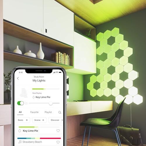 Nanoleaf Shapes Hexagon Starter Kit, 9 Smarten LED Panels RGBW - Modulare WLAN 16 Mio. Farben Wandleuchte Innen, Musik & Bildschirm Sync, Funktioniert mit Alexa Google Apple, für Deko & Gaming