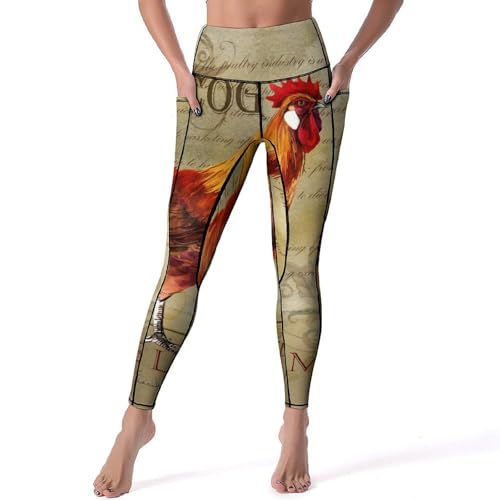 Legging yoga femmes Coq Retro pantalon de sport fitness gym jogging taille S