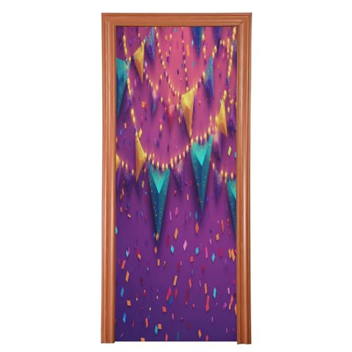 FLildon Mardi Gras Carnival Door Cover Decoration, Party Accessory Porch Decor for Festive Ornament Room Door Covers 35 x 79 Inch