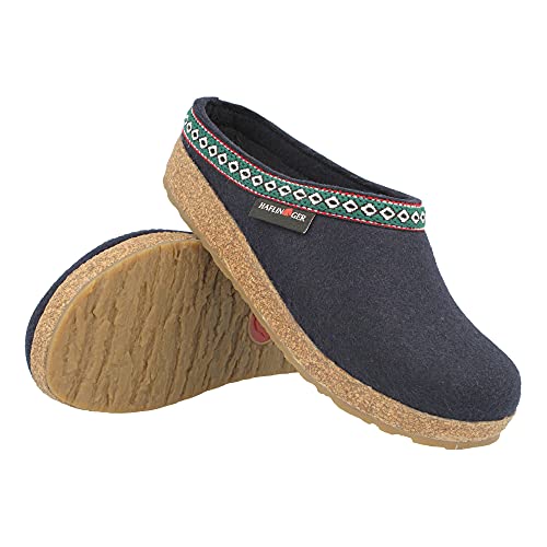 Image of HAFLINGER Unisex Grizzly Classic Wool Clogs, Navy, 43EU