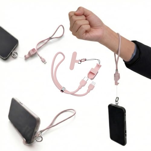 BommaxPro 3-in-1 Phone Wrist Strap Lanyard, Built-in Stand 65W PD Fast Charging USB-C to Lighting Cable, Portable Hand Strap for iPhone 14 13 12, Travel, Gym & Commute Essentials