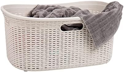 Mind Reader Basket Collection, Laundry Basket, 40 Liter (10kg/22lbs) Capacity, Cut Out Handles, Ventilated, Ivory