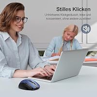 TECKNET Bluetooth Maus, Wiederaufladbare Kabellose Bluetooth Maus (DREI Modi: BT 5.0/3.0 + 2,4 G), 4800 DPI, Ergonomische leise kabellose Maus für Laptops, Mac OS, Android, Windows, Blau – Ansicht 5
