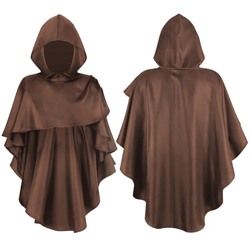 Capa con capucha para Halloween, monje medieval, con capucha puntiaguda, capa de terror mago, moda misteriosa temática de iglesia, disfraces de Halloween, disfraz de fiesta