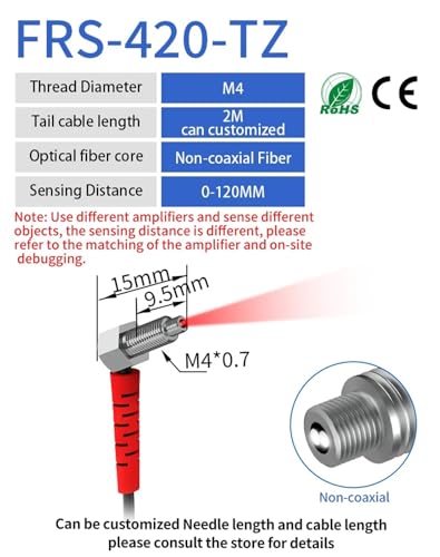 Câble coaxial optique M4 coude réflexion diffuse 2m pour capteur - 2