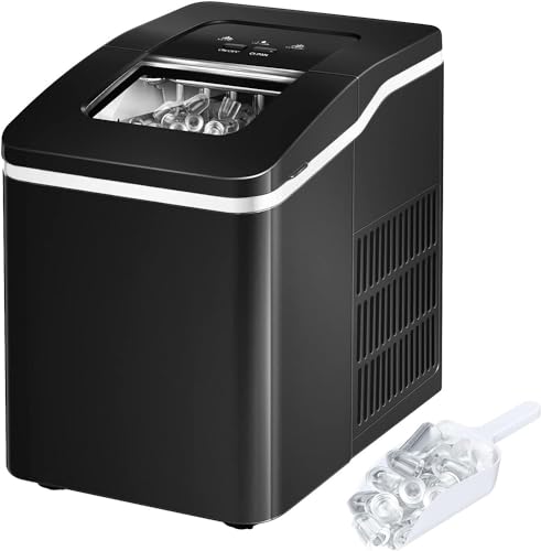 ARLIME Portable Ice Maker Machine for Countertop, Bullet Ice Cubes Ready in 8 Mins, 26LBS/24H, Electric Ice Maker with Scoop and Basket for Home, Office, Party, Bar (Silver)