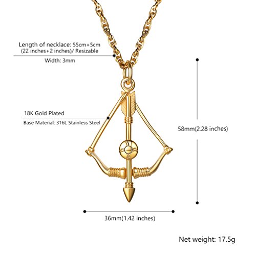 Colar de arco e flecha PROSTEEL colar de sagitário colar com arco e flecha, pingente de caçador, joi