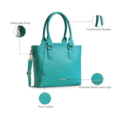 Image of Caprese Solena Medium Satchel Bag for Women with Adjustable & Detachable Strap|Versatile Shoulder, Crossbody & Handheld Bag for Work, Travel,Everyday Use,with Multiple Compartments (Blue)