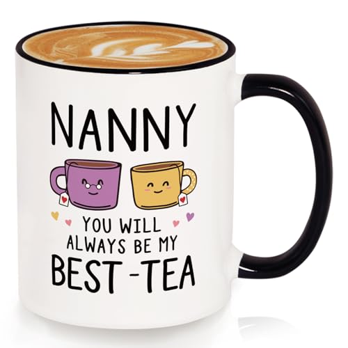 GoMelley Nanny Gifts Birthday Gifts for Nanny Mug Best-Tea Best Nana Birthday Gifts from Grandchildren Present for Nan Birthday Christmas Mothers Day