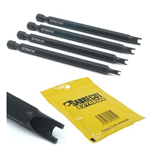4 x SabreCut SCPSE100 - Juego de 4 puntas de destornillador de punta de 4, 6, 8, 10 x 100 mm (largo) Llave inglesa, ojos de serpiente, nariz de cerdo Cover