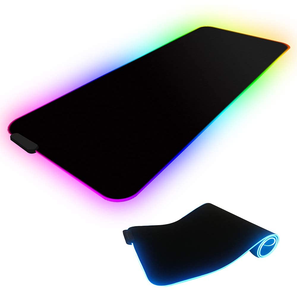 Fariox Large RGB Gaming Mouse Pad - Soft Non-Slip Rubber Base Led Mousepad, Thick Computer Keyboard Mice Mat for MacBook, PC, Laptop, Desk(31.5 x 11.8 x 0.15In)