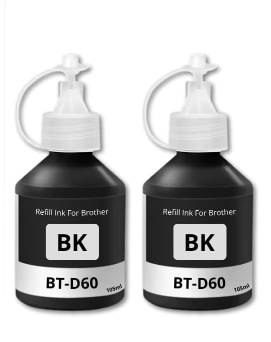 Image of ANG BT-D60BK & 6000 Premium Refill Ink | Compatible with T220 T420 T520 T700 T710 T800W T810 T820 T920 Printers | Black Ink Bottles 105ml Each | Pack of 2