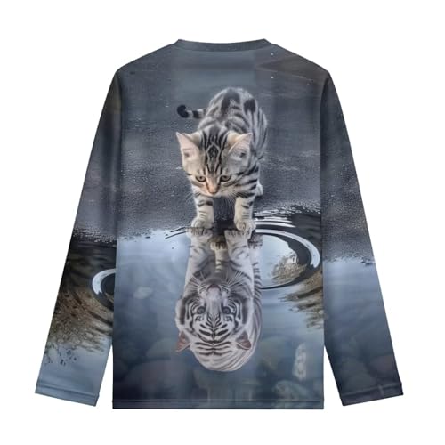 Image of WELLFLYHOM Long Sleeve T-Shirt for Boys Girls 3-16 Years Old Tee Tops Crewneck Pullover Shirts Fall Outfits