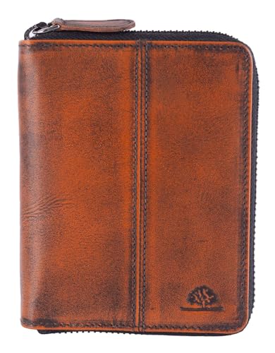 Porte-monnaie RFID Greenburry en cuir véritable terracotta de style vintage