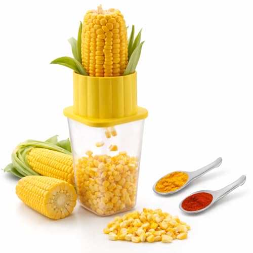 Image of Zalak Corn Peeler with Masala Spoons, Corn Stripper, Cutter & Seeds Remover - Plastic & Stainless Steel Blade | Exclusive ABS(Multi Color) | Made in India