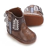 Karwuiio Toddler Baby Boys Girls Western Cowboy Boots First Walker Crib Shoes Soft Sole Non-Slip Moccasins Bootie (Coffee, 0_months-6_months)