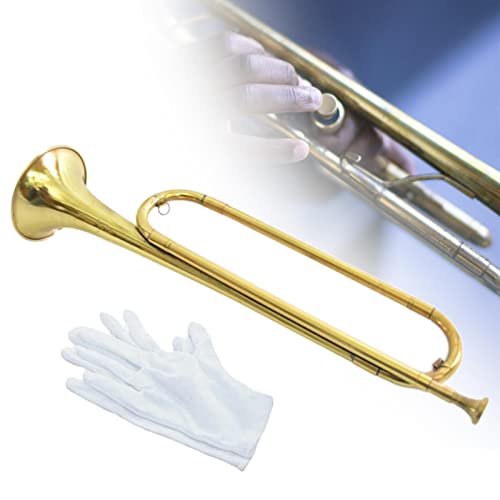 Ugplm Bb Bugle Yellow Brass Cavalry With Gloves 47Cm Blowing Trumpet For Beginners Children Kids Party, Easy To Play #TOP6