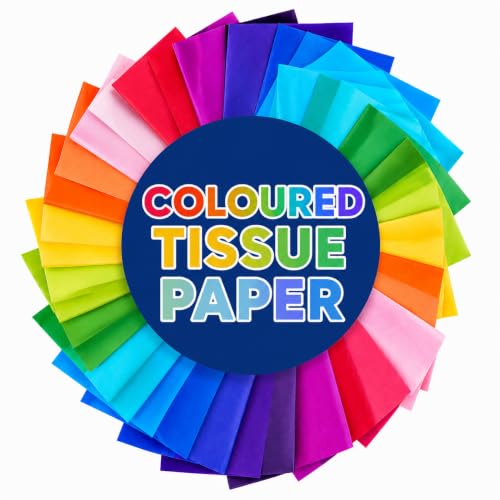 16 Sheets Coloured Tissue Paper | 66 x 50cm |Solid Colour Paper | 12 Assorted Colours |Rainbow Tissue Paper Sheets for Kids | for Wrapping Gifts Gift Bags Gift Boxes Arts & Crafts Packaging