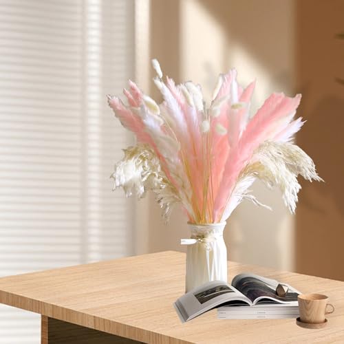 47 piezas de decoración con hierba pampas rosa miniatura 1