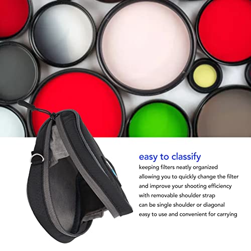 KIMISS Camera Filter Case - 8 Slot Nylon Pouch with Shoulder Strap for Photography, Black - Image 3