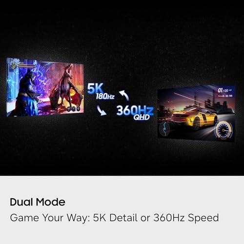 Image of Samsung 27 inch Odyssey G8 (G80HF) Gaming Monitor - 5K Resolution, Fast IPS, 180Hz, Dual Mode QHD 360Hz, 218 PPI, DP 2.1, HDR10+ Gaming, 1ms, G-Sync Compatible, HAS /Tilt /Swivel /Pivot Stand, LS27HG802EFXZA