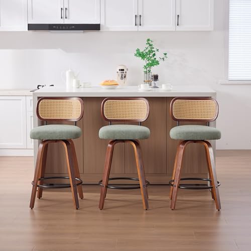 Image of YaFiti 26 Inch Bar Stools Set of 3, Light Green