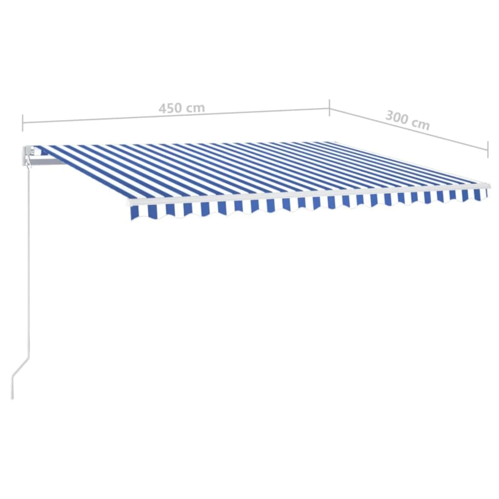 Toldo articulado automático con sensor de viento LED, 450 x 300 cm, marco de aluminio con recubrimiento de polvo, protección solar resistente a los rayos UV y al agua, para terraza, balcón